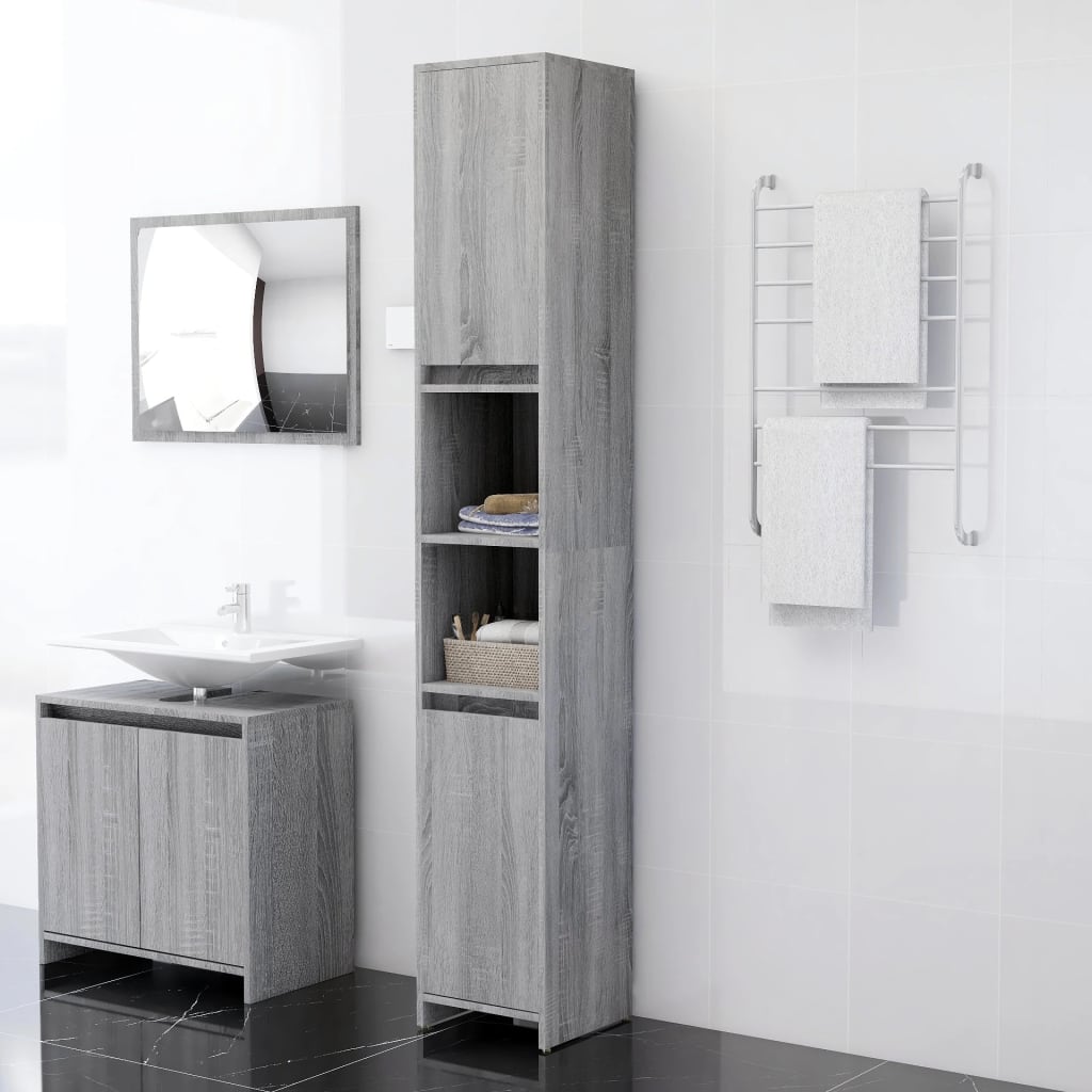 Badezimmerschrank Weiß 30x30x183,5 cm Holzwerkstoff
