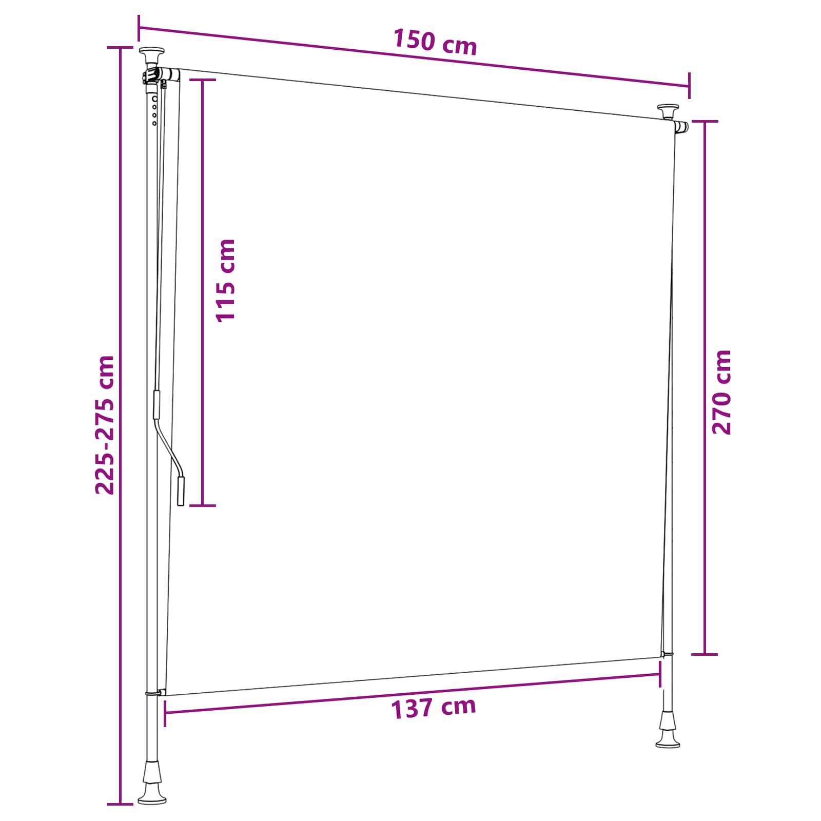 Außenrollo 100 x 270 cm Anthrazit