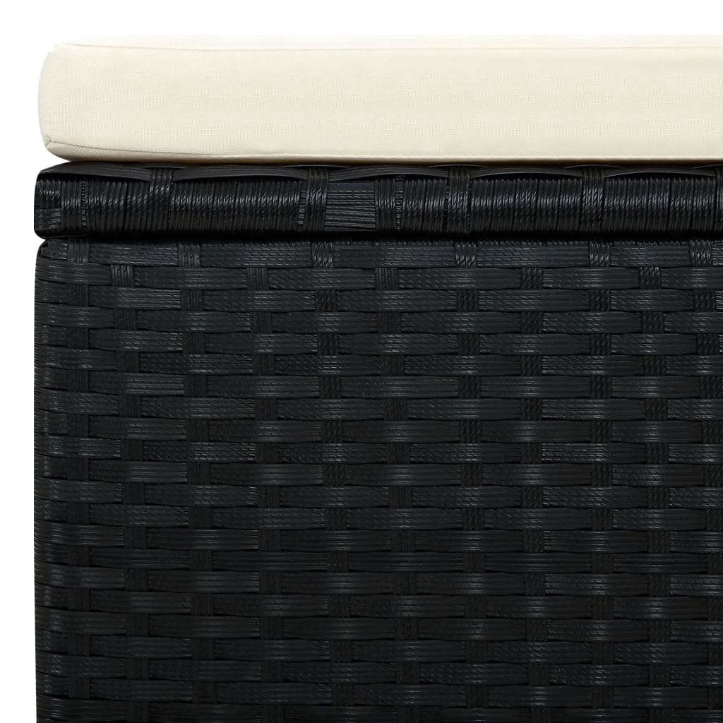 Outdoor-Fußhocker mit Kissen Grau Polyrattan
