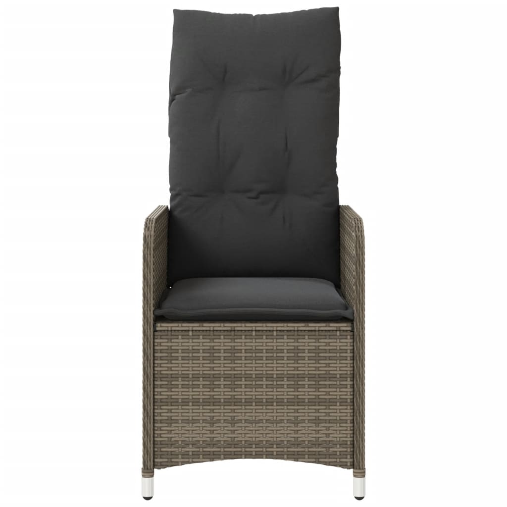 Gartensessel Verstellbar mit Kissen Schwarz Poly Rattan