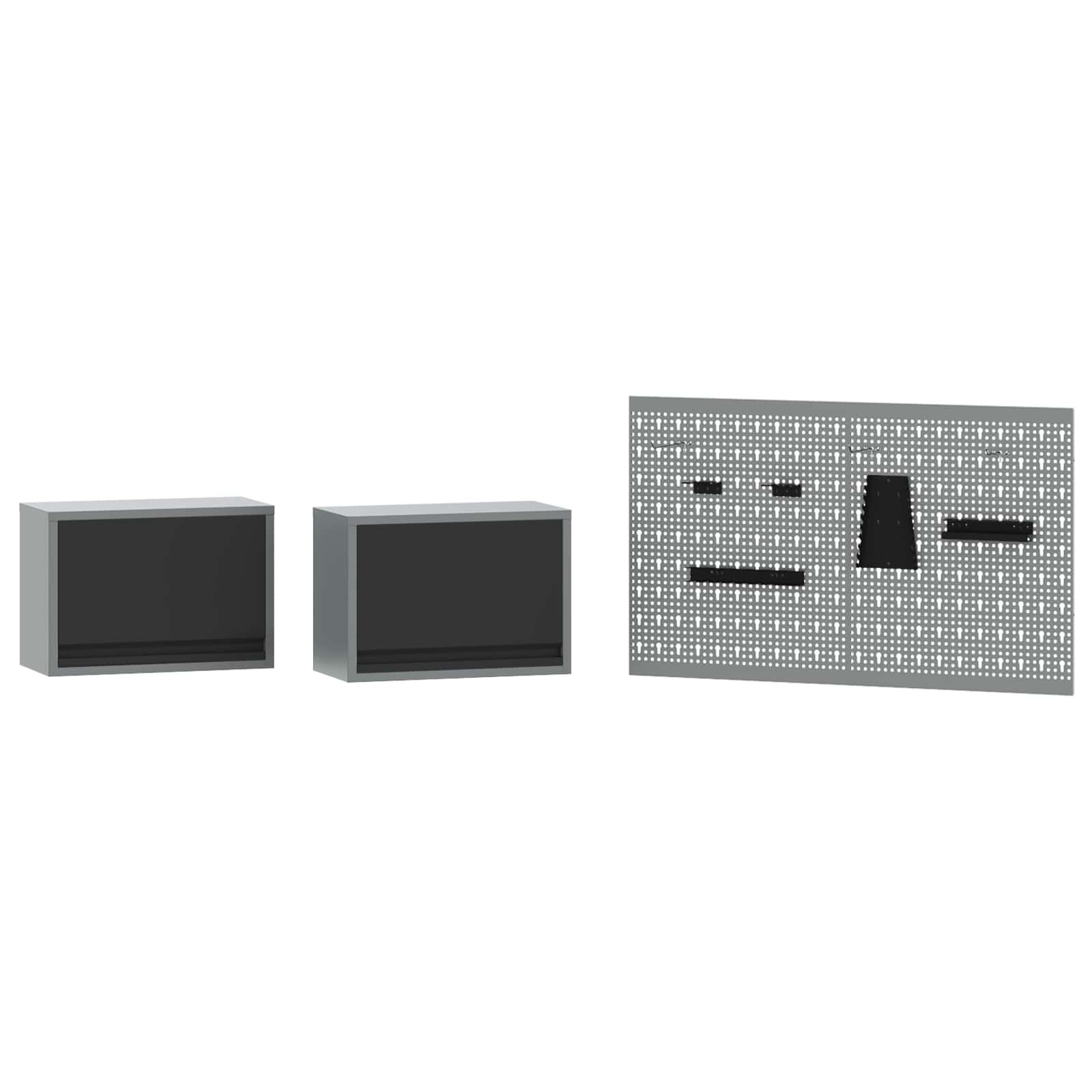 Arbeitsschrankset mit Schubladen mit Regal 8 pcs Grau
