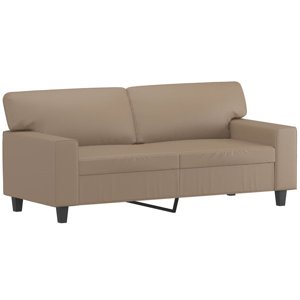 2-Sitzer-Sofa mit Zierkissen Creme 120 cm Kunstleder