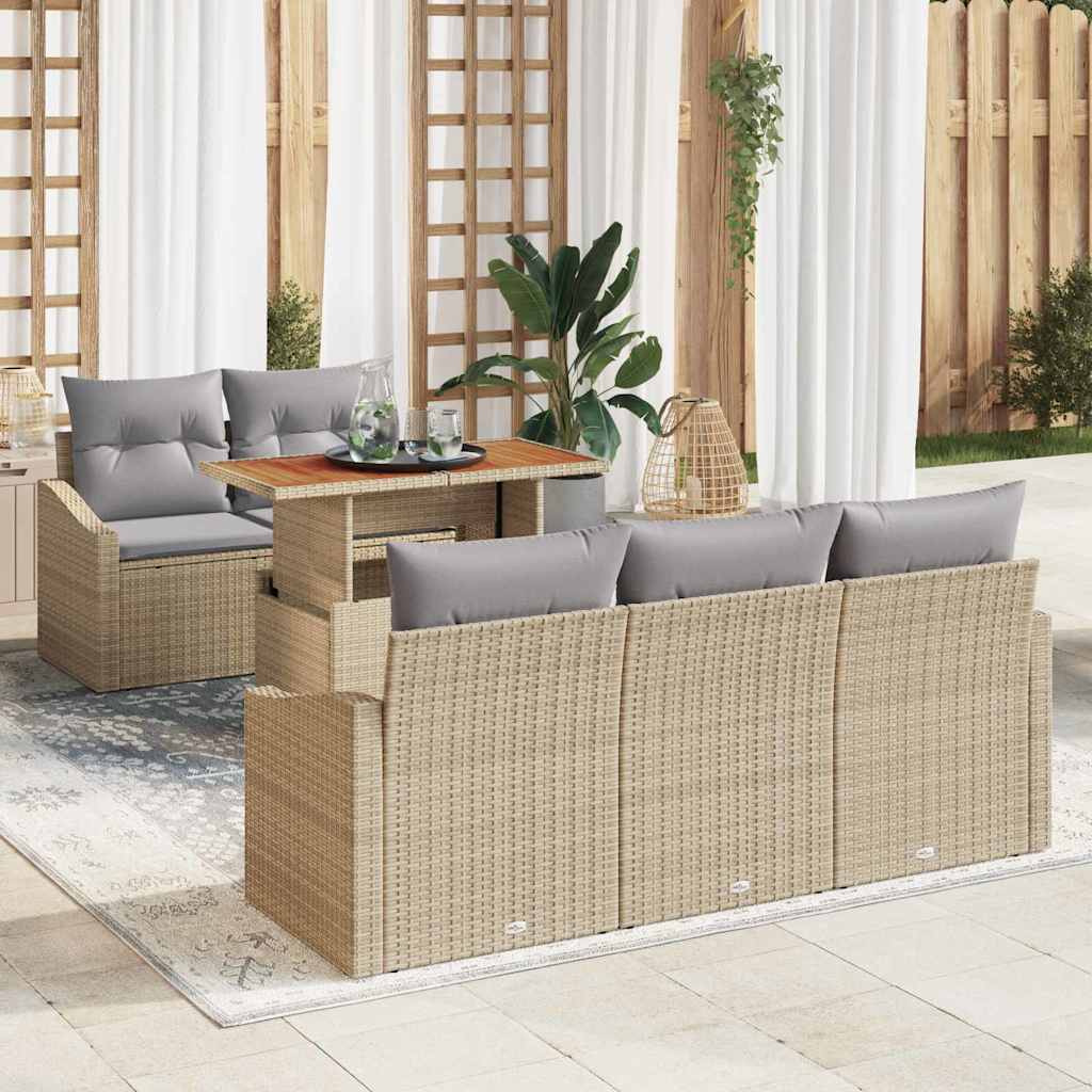 Garten Essgruppe mit Kissen 6 pcs Schwarz und Creme