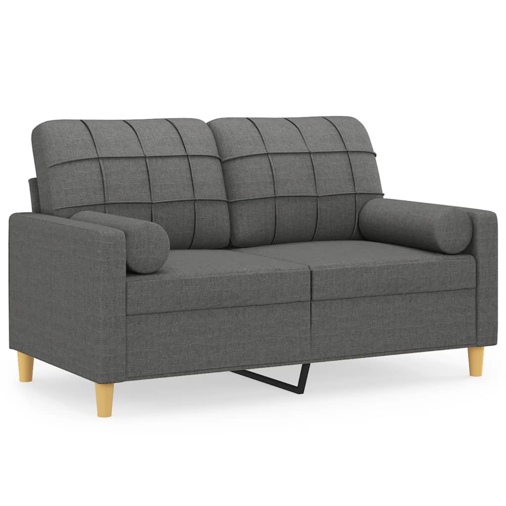 2-Sitzer-Sofa mit Zierkissen Braun 120 cm Stoff