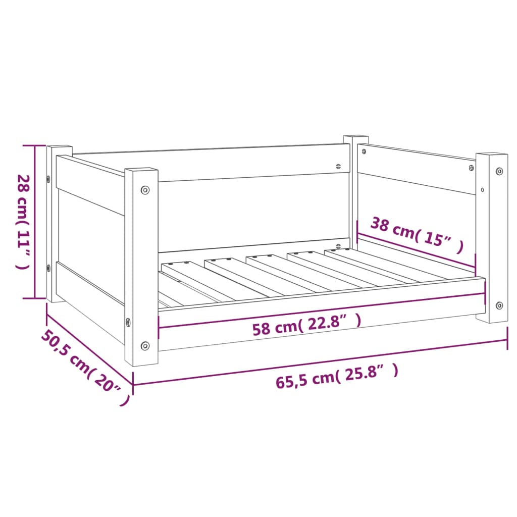 Hundebett 55,5 x 45,5 x 28 cm Massivholz Kiefer