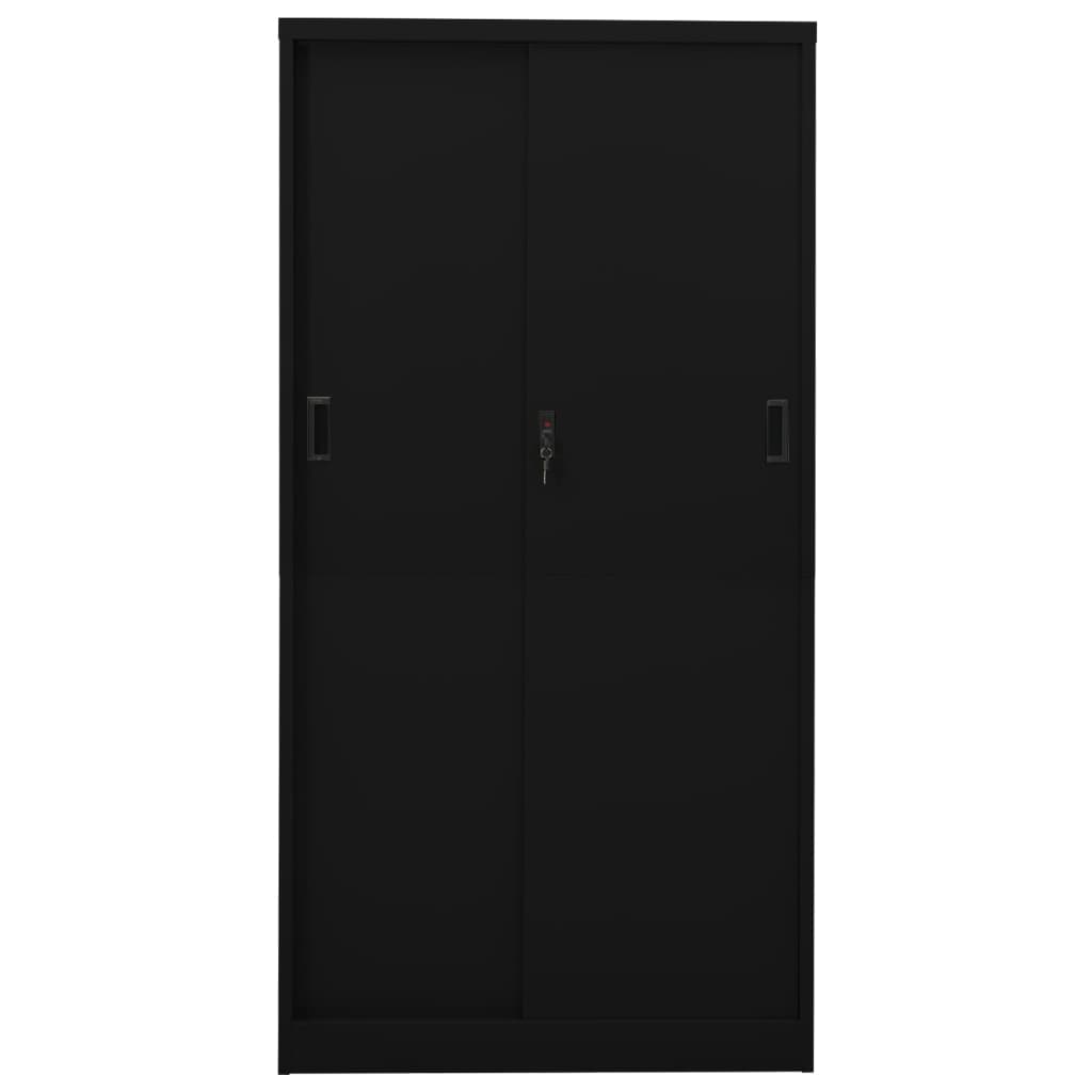 Büroschrank mit Schiebetür Weiß 90x40x180 cm Stahl