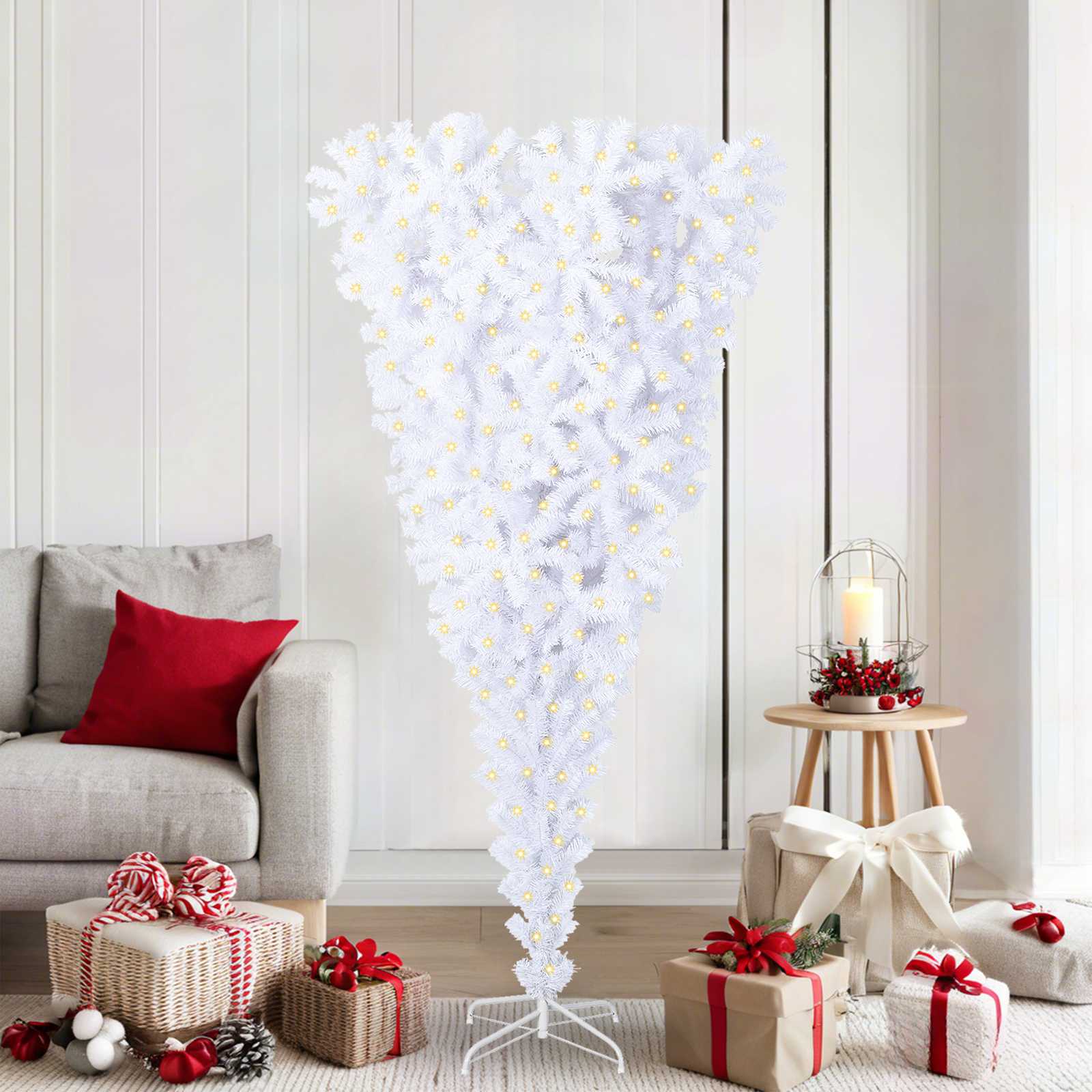 Künstlicher Weihnachtsbaum Weiß 180 cm PVC und Stahl