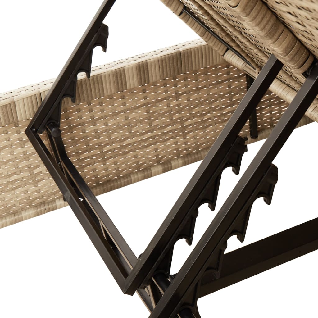 Doppel-Sonnenliege mit Kissen Schwarz Poly Rattan