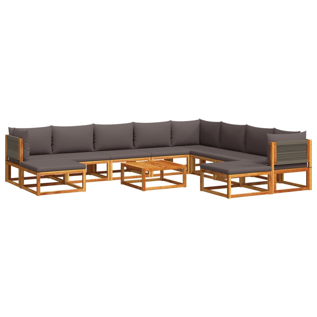 6-tlg. Gartensofa-Set mit Kissen Holz Akazie & Seil
