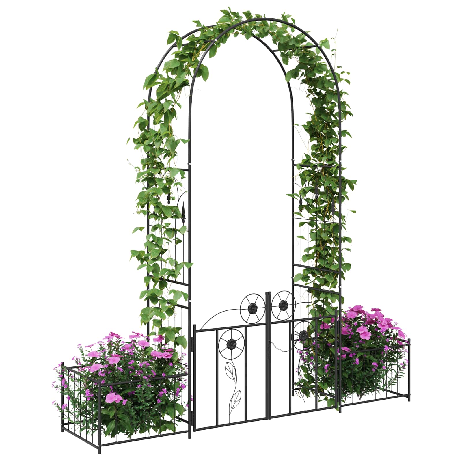 Gartenbogen mit Schloss Schwarz 102 x 50 x 218 cm