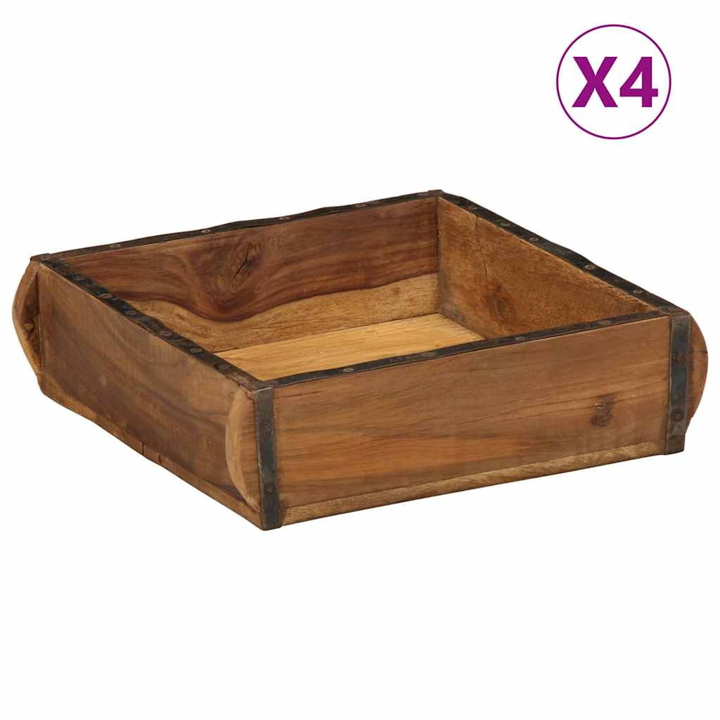 Tablett Braun 30 x 15 x 9 cm Massives upgecyceltes Holz