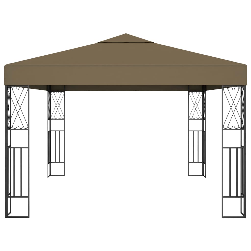 Pavillon mit LED-Lichterkette 3x3 m Creme Stoff