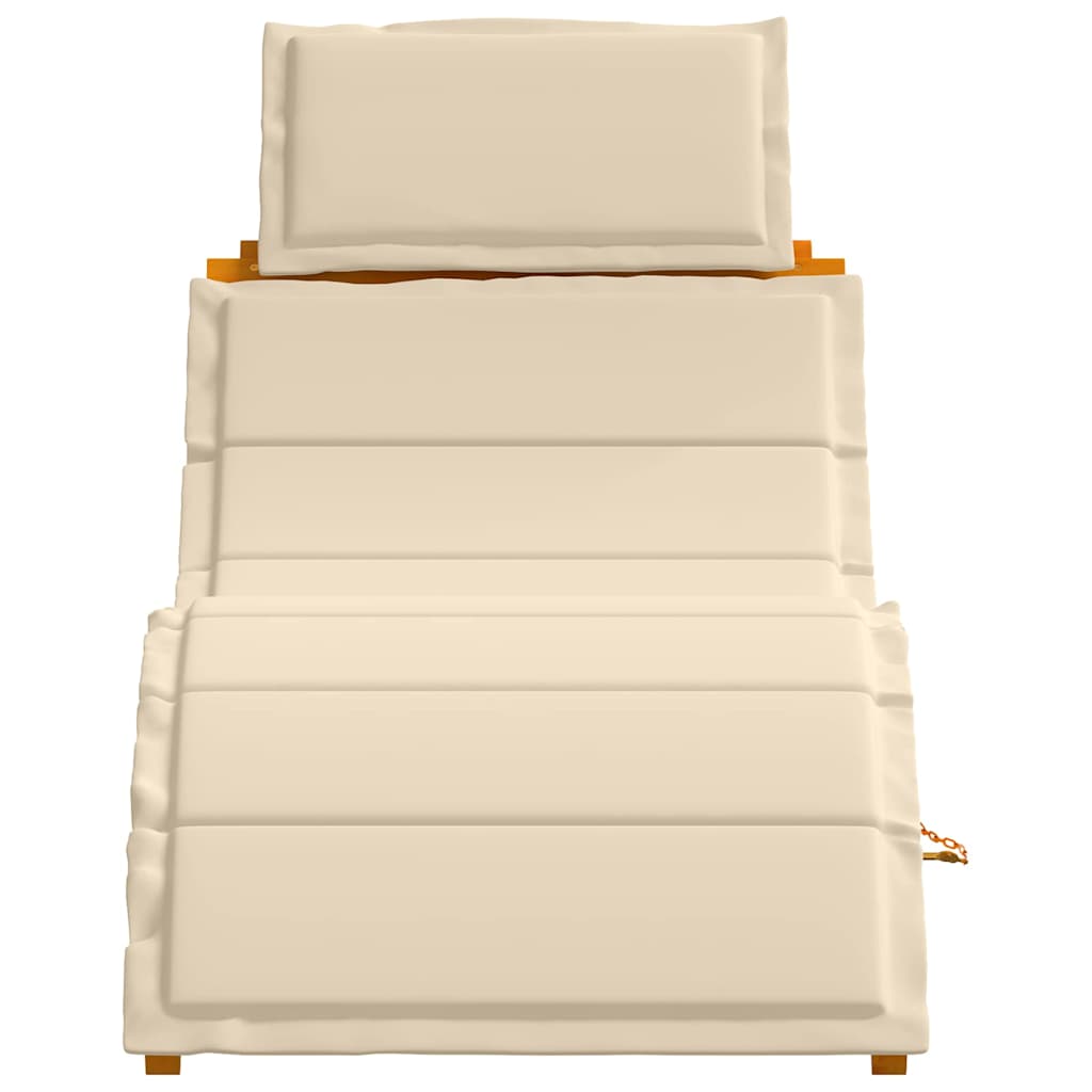 Sonnenliege mit Auflage Beige Massivholz Akazie