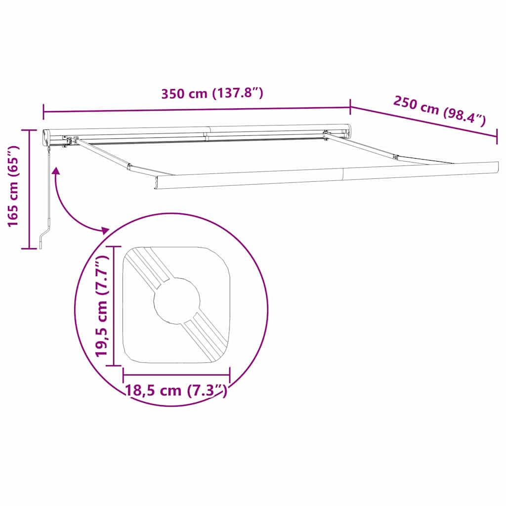 Manuelle Kassetten-Markise 350x250 cm Blau und Weiß
