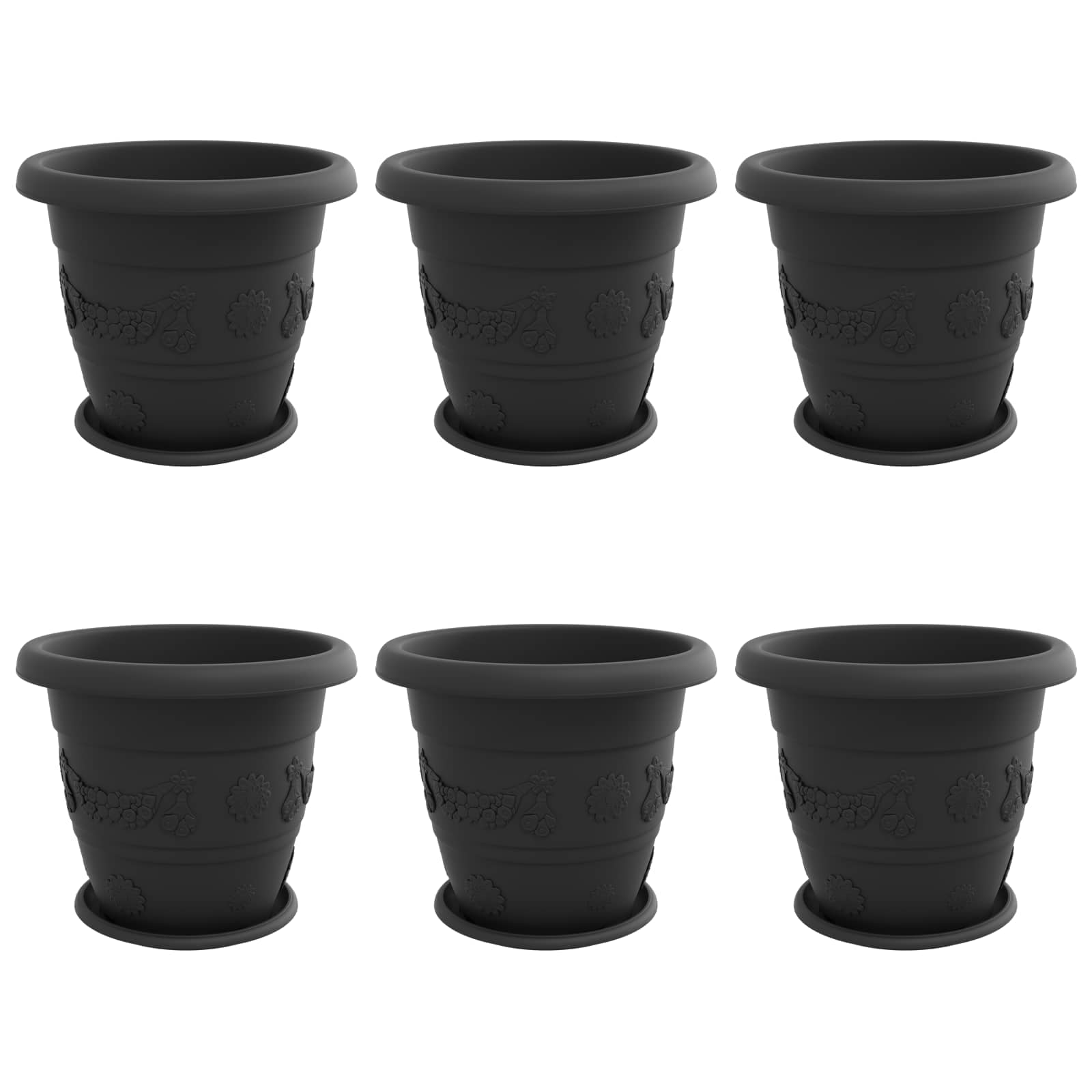 Blumentöpfe 6 pcs Ziegelrot Ø 22 x 18 cm Kunststoff
