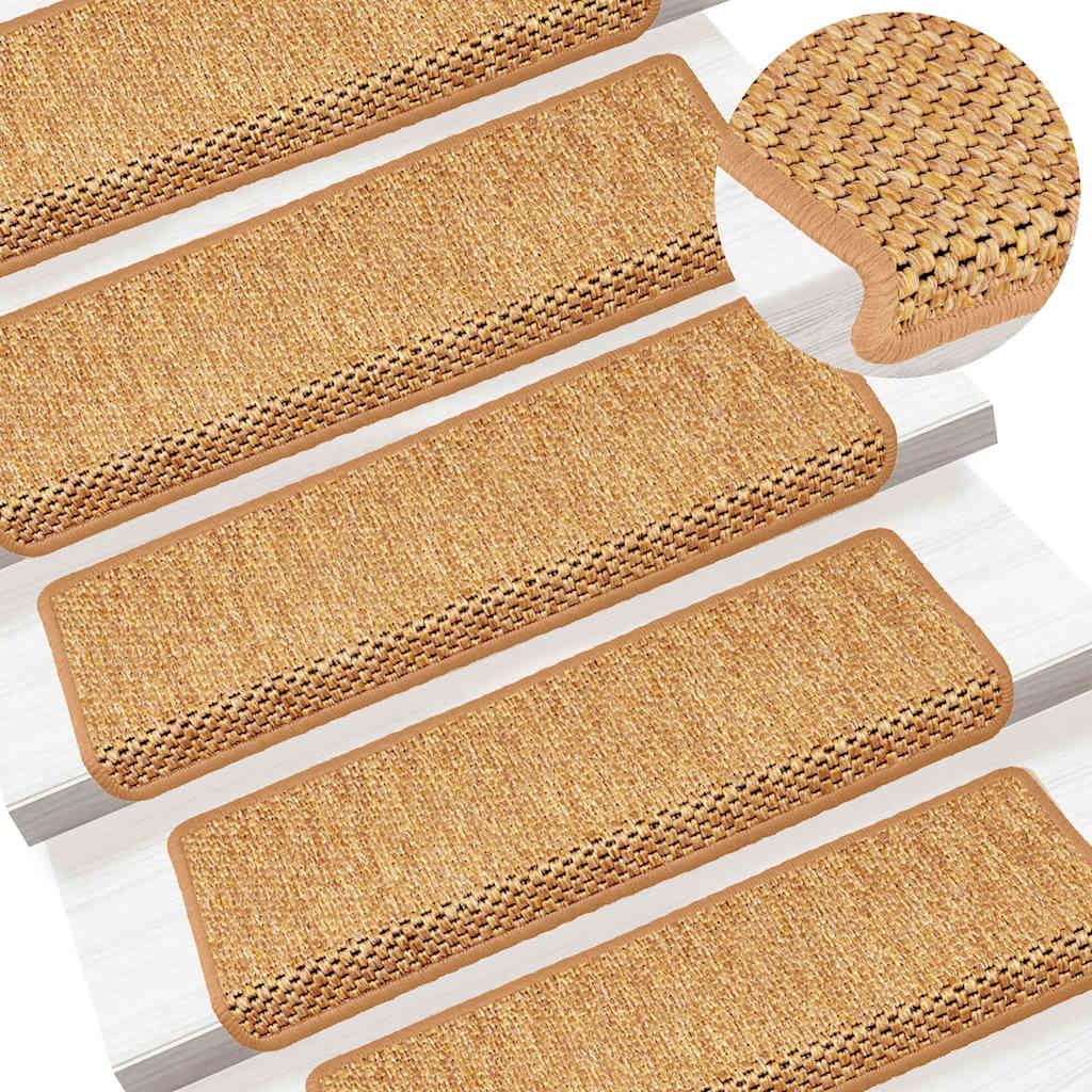 Treppenmatten Selbstklebend Sisal-Look 15 Stk. 65x21x4 Platina