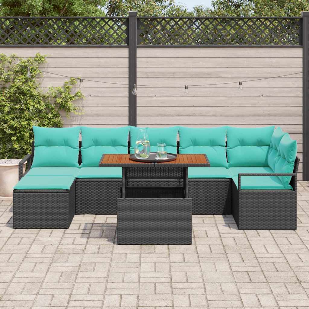 Garten Essgruppe mit Kissen 8 pcs Grau und Marineblau