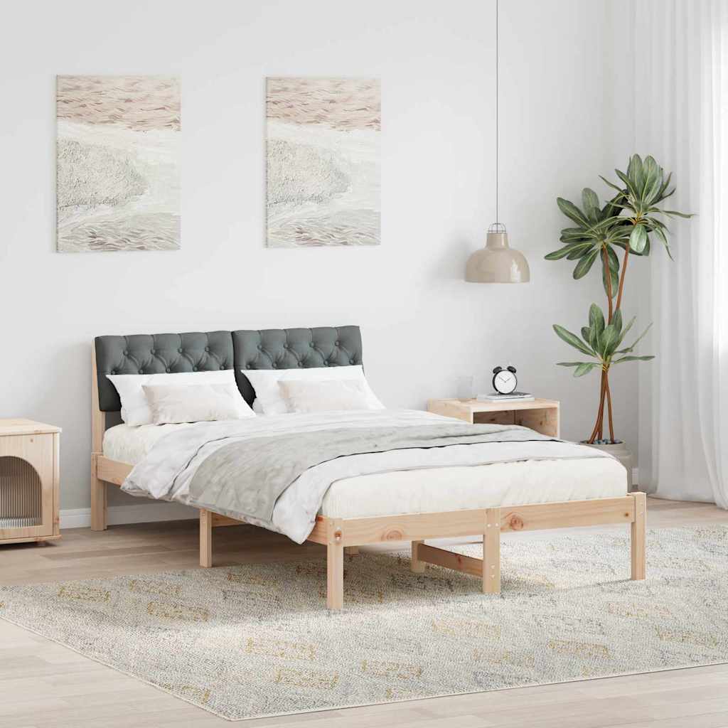 Bettgestell Braun und hellgrau 200 x 200 cm Massivholz Kiefer