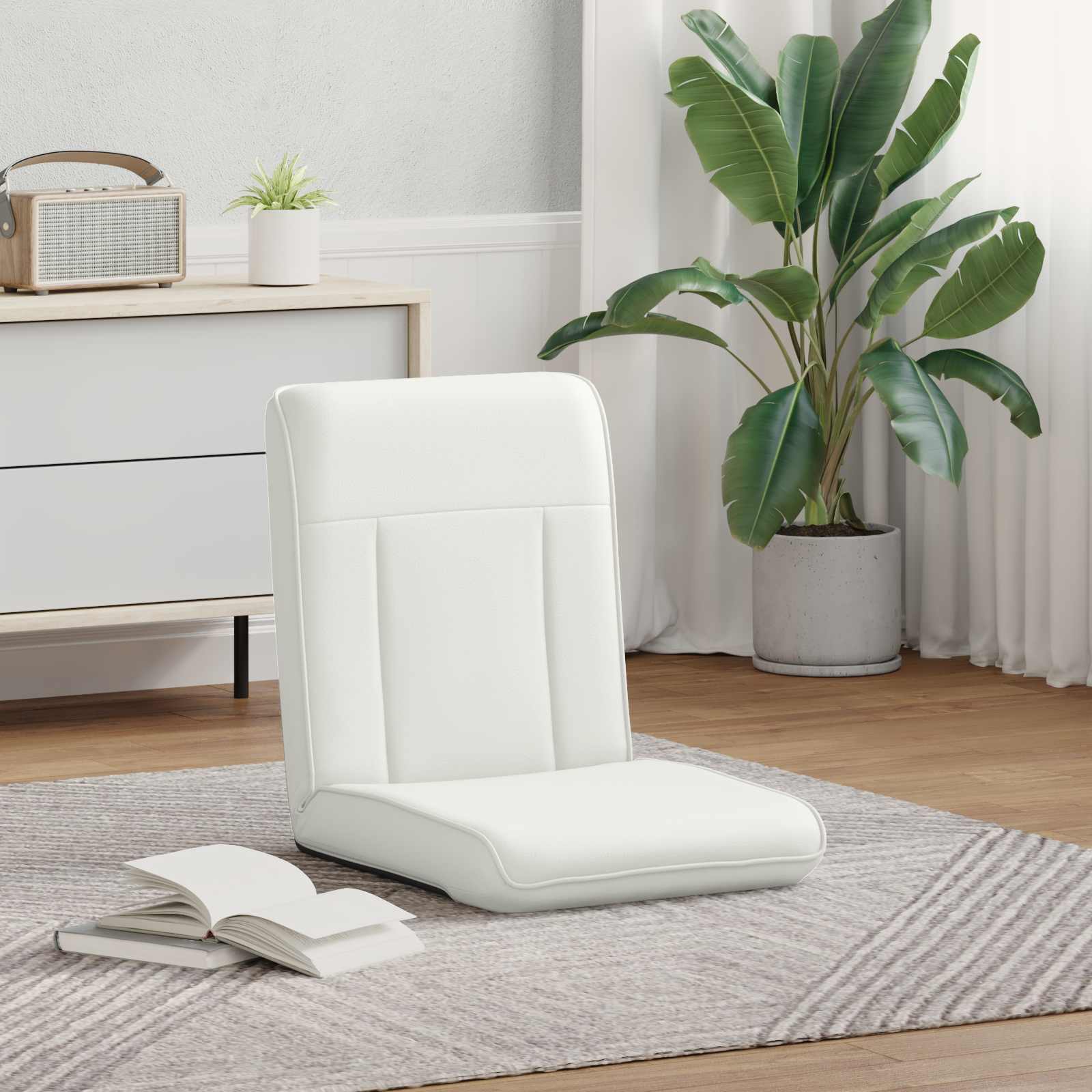 Verstellbarer Fußsessel Creme Kunstleder