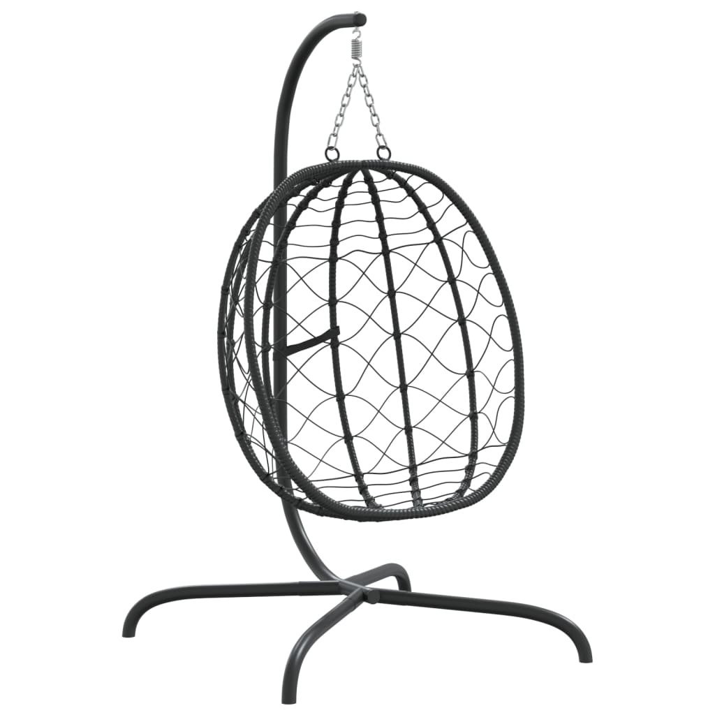 Hängesessel mit Kissen Taupe Poly Rattan & Stahl