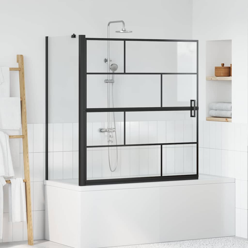 Bad-Duschschirm Schwarz und Transparent 80 x 68 x 128 cm