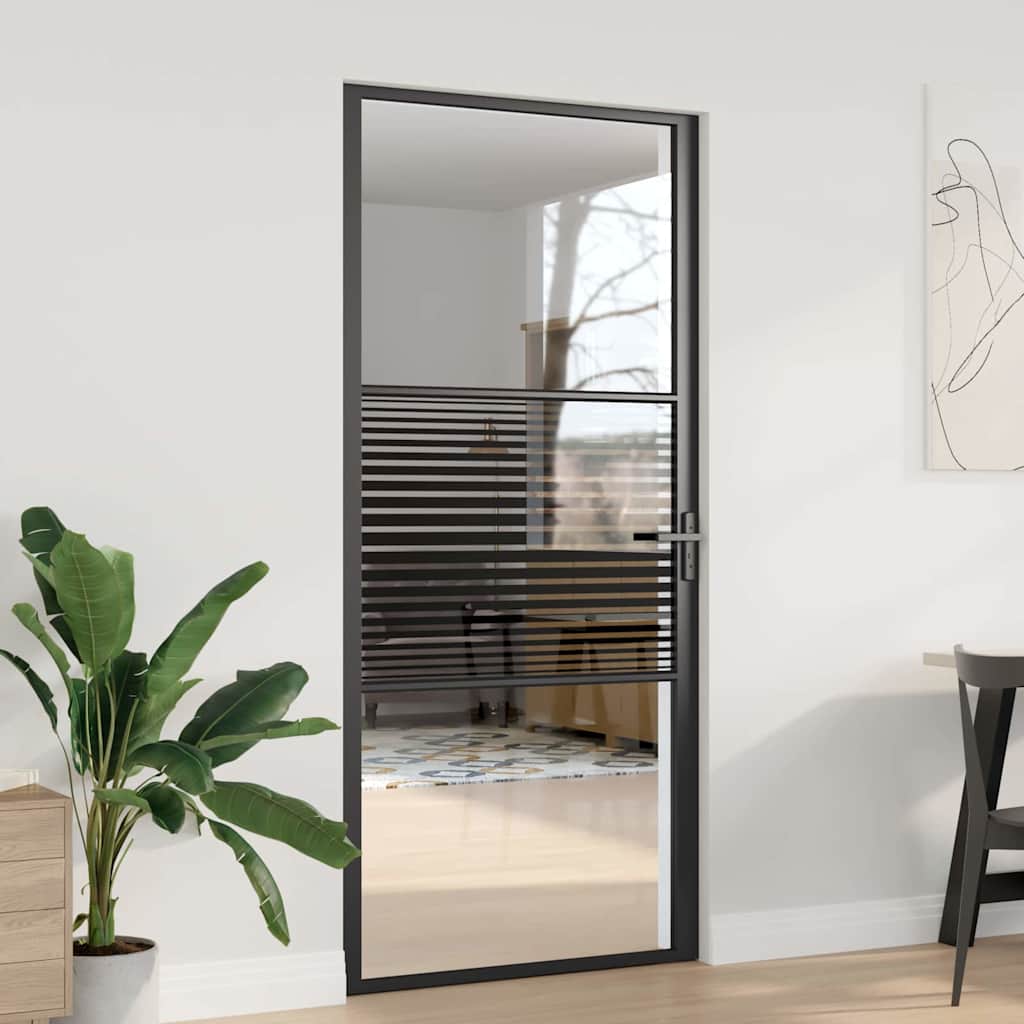Innentür ESG Glas und Aluminium 76x201,5 cm Schwarz