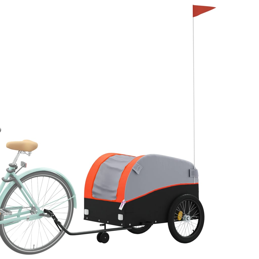 Fahrradanhänger Schwarz und Orange 30 kg Eisen