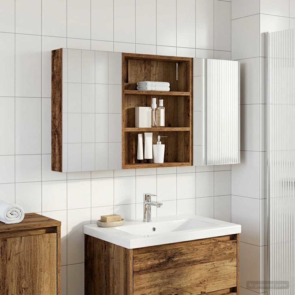 Badezimmerschrank-Set 3 pcs 80 x 10,5 x 50 cm Holzwerkstoff