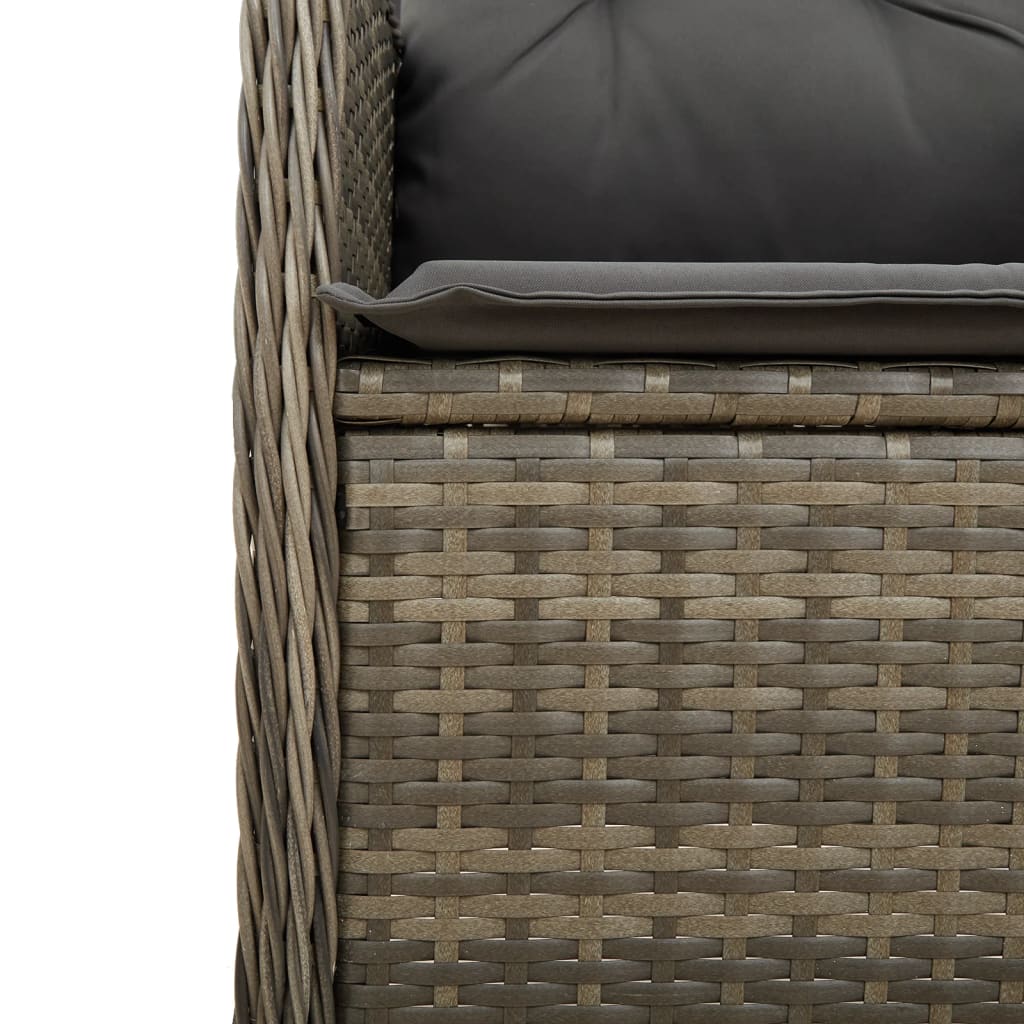 Gartensessel Verstellbar mit Kissen Schwarz Poly Rattan