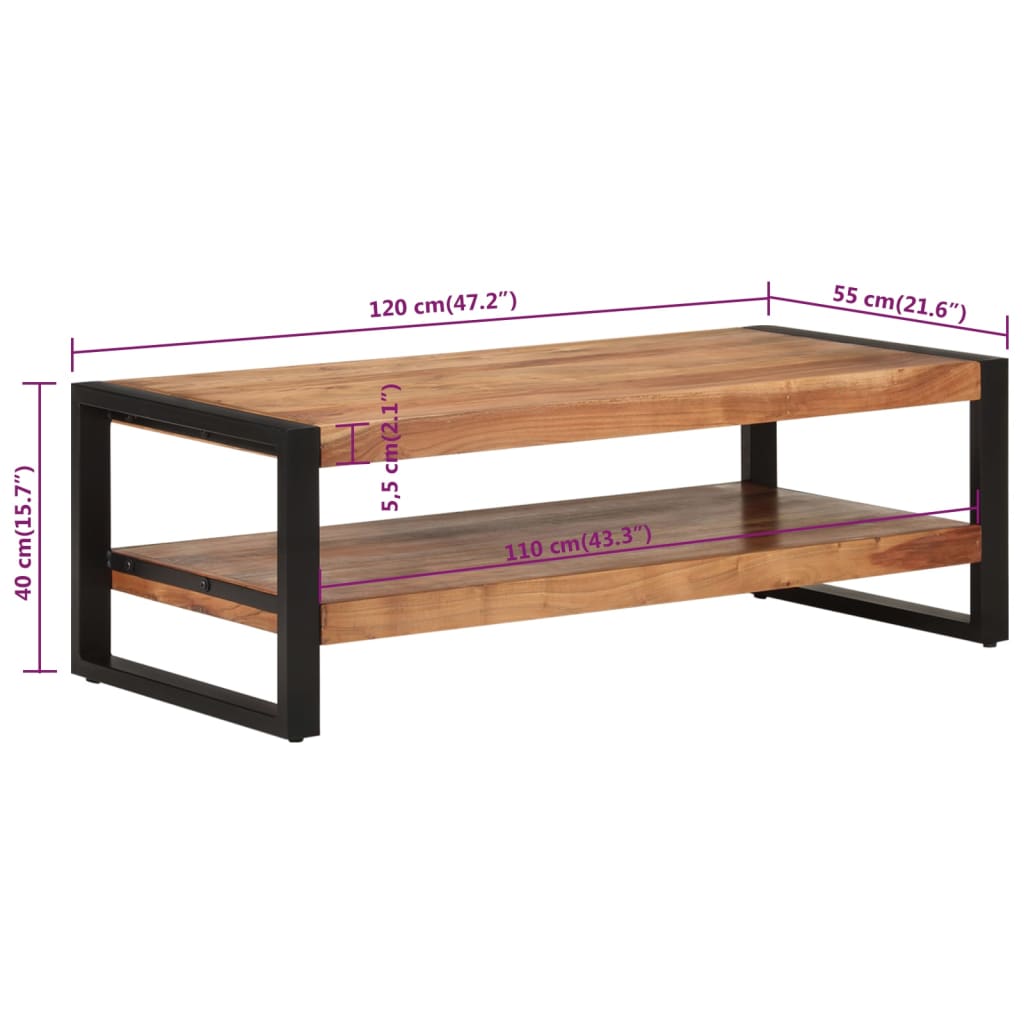 Couchtisch 120x55x40 cm Massivholz Mango