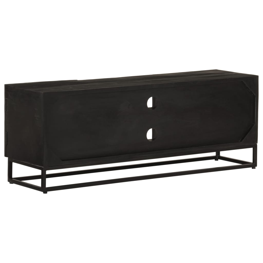 Nachttisch Schwarz 40x30x50 cm Massivholz Mango und Eisen