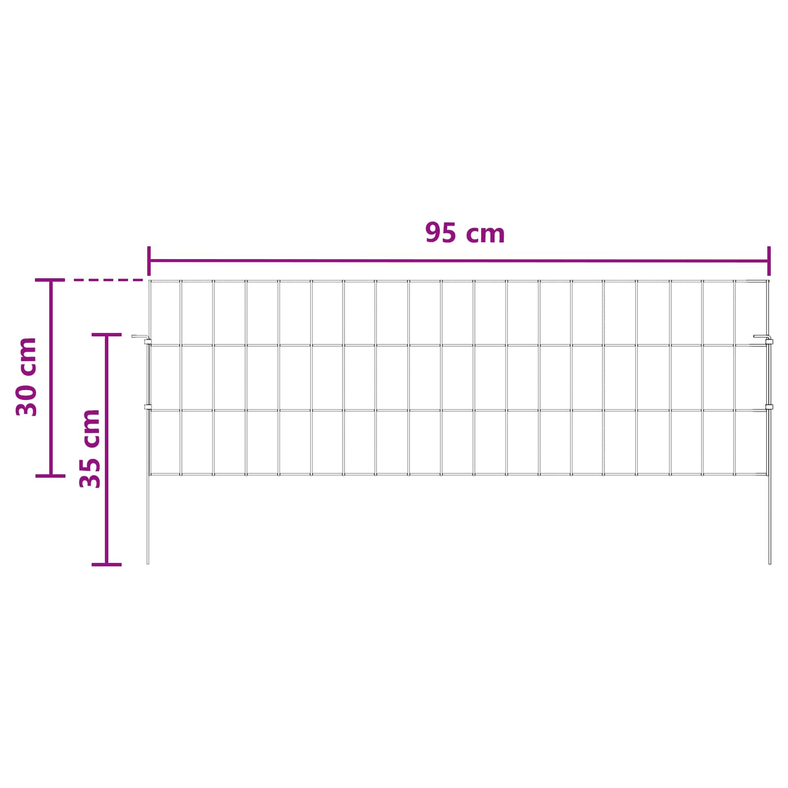 Gartenzaun mit Pfählen 12 pcs 35 x 30 cm Mesh Verzinkter Stahl