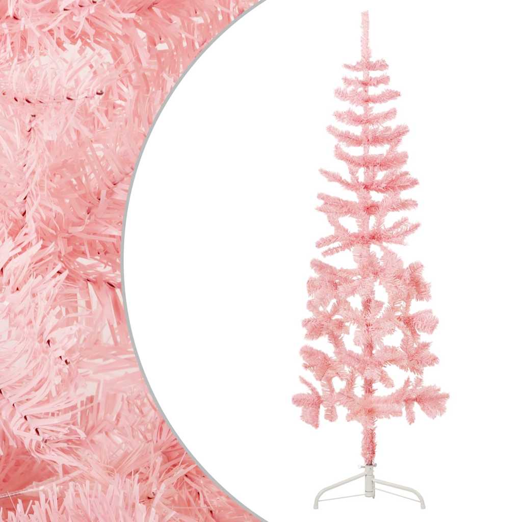 Künstlicher Halb-Weihnachtsbaum mit Ständer Schlank Weiß 180 cm