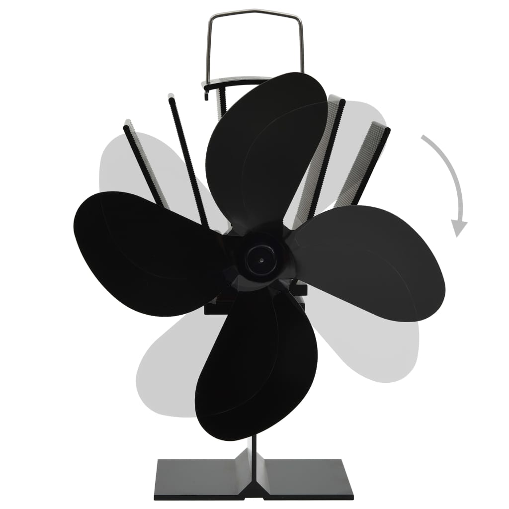 Ofenventilator Wärmebetrieben 2 Blätter Schwarz