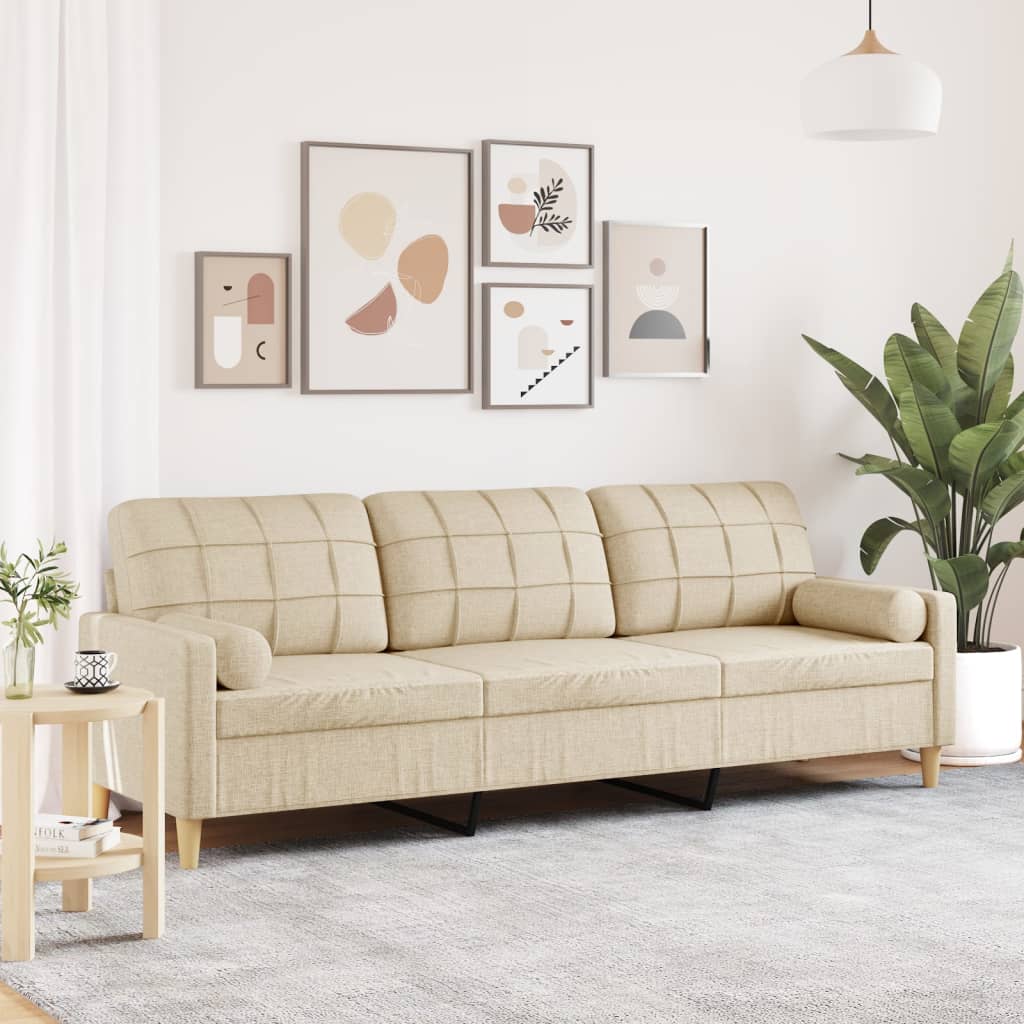 2-Sitzer-Sofa mit Zierkissen Braun 120 cm Stoff