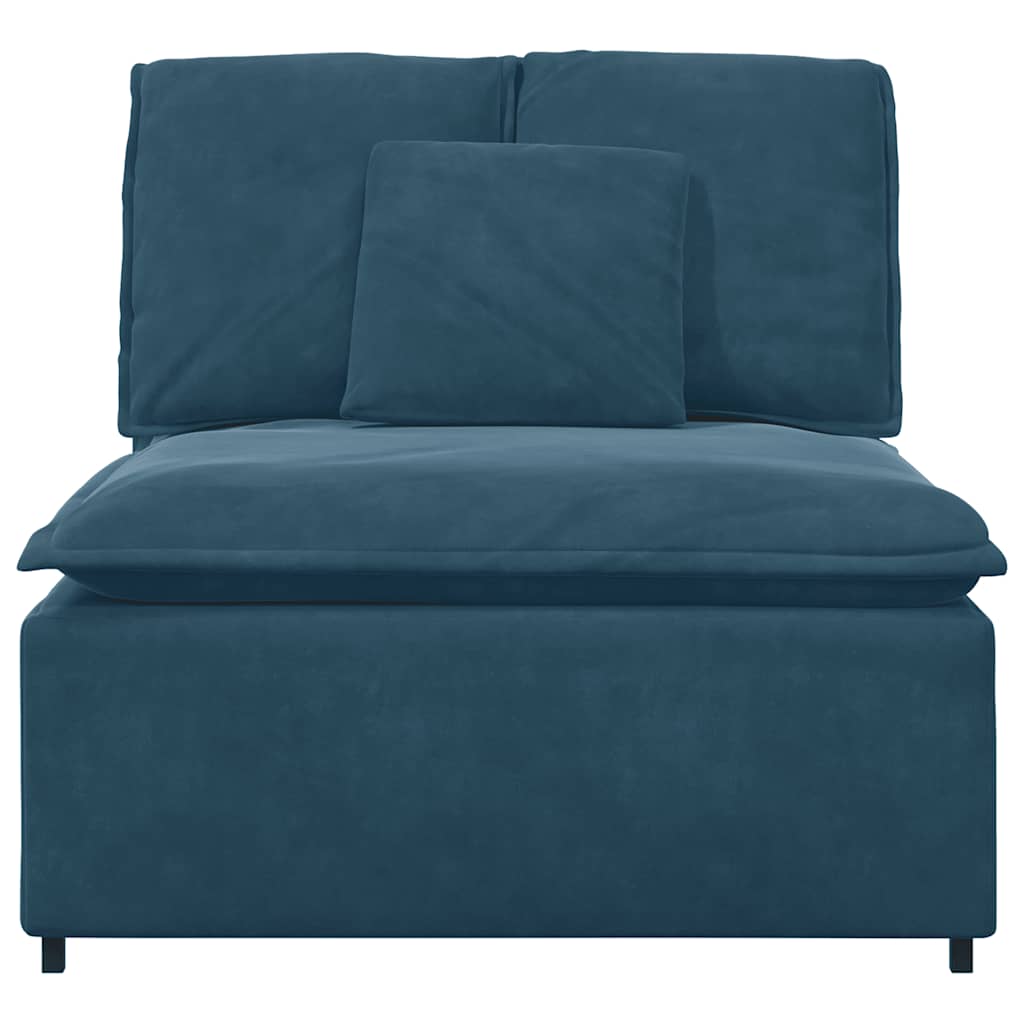Modulares Sofa Endmodul mit Armlehne Kissen Blau 100 cm
