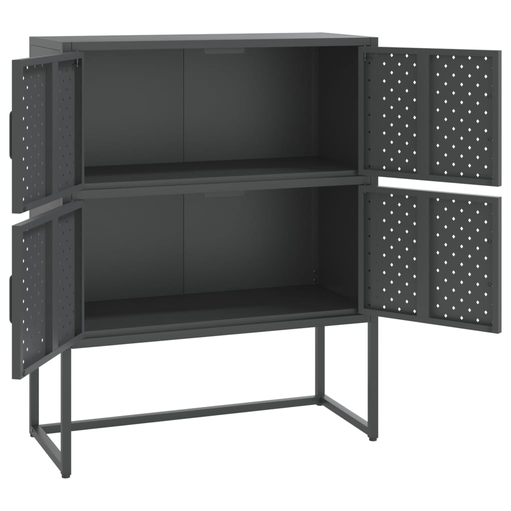 Highboard Schwarz 80x35x135 cm Stahl