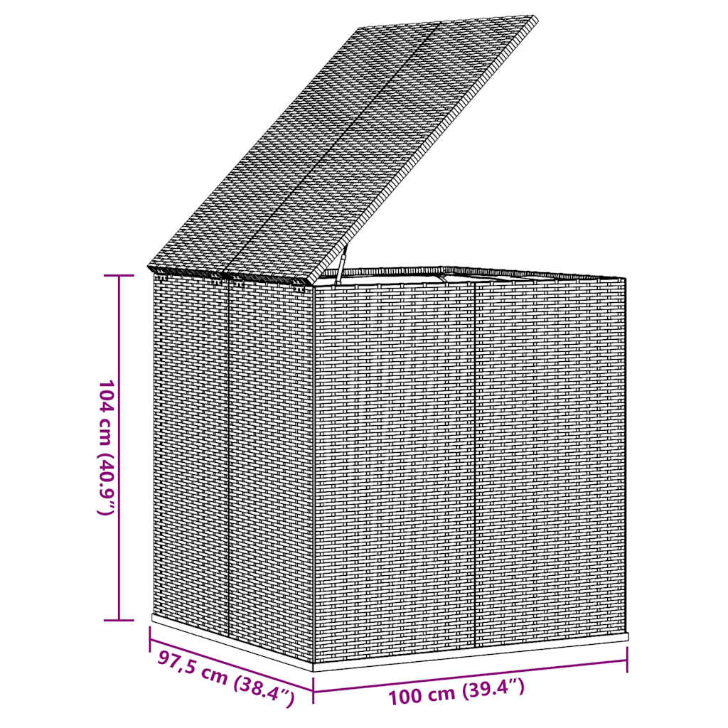 Garten-Kissenbox PE Rattan 100x49x103,5 cm Schwarz