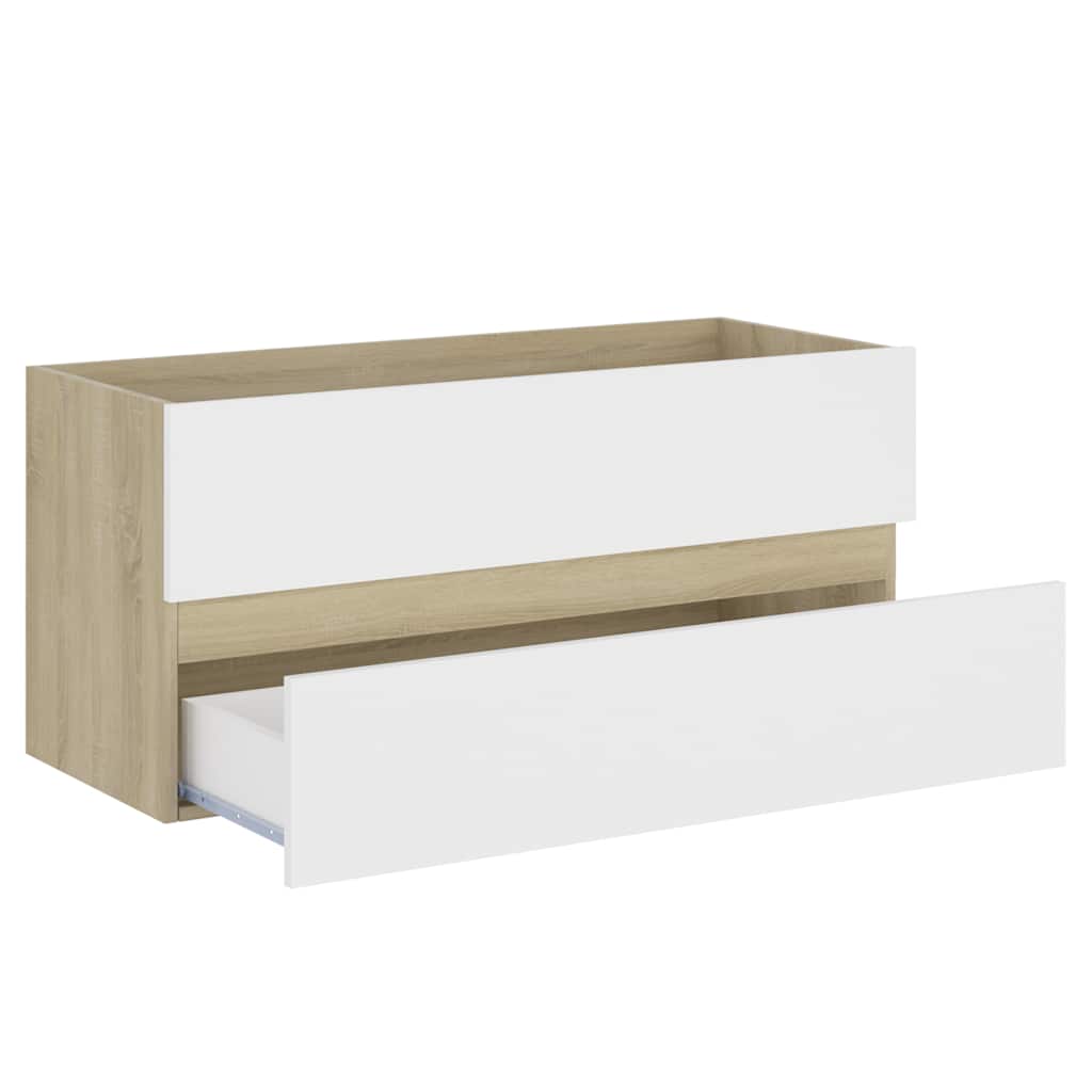 2-tlg. Badmöbel-Set Weiß Holzwerkstoff