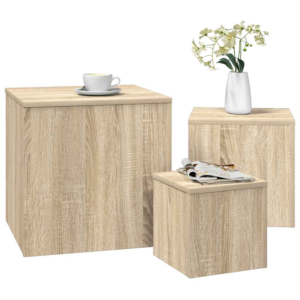 Beistelltische 3 Stk. Weiß Holzwerkstoff