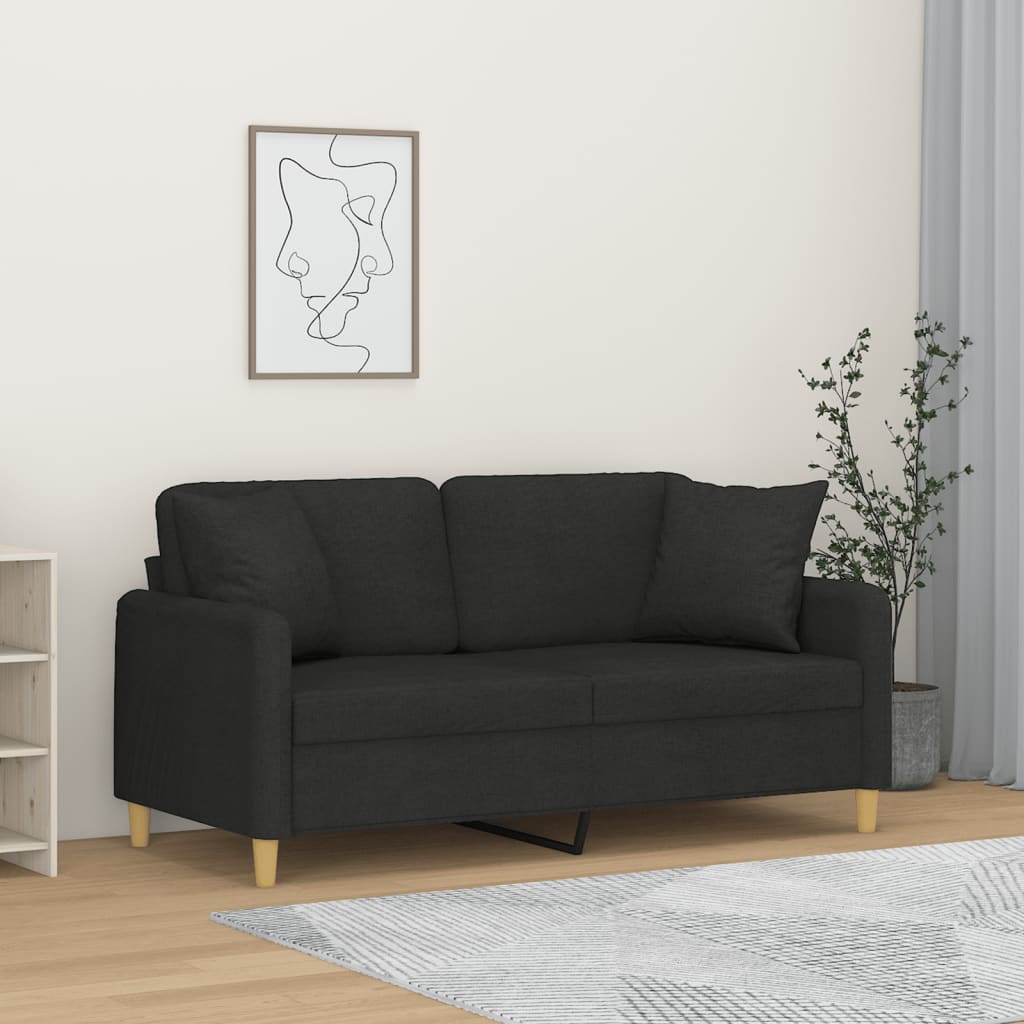2-Sitzer-Sofa mit Zierkissen Braun 120 cm Stoff