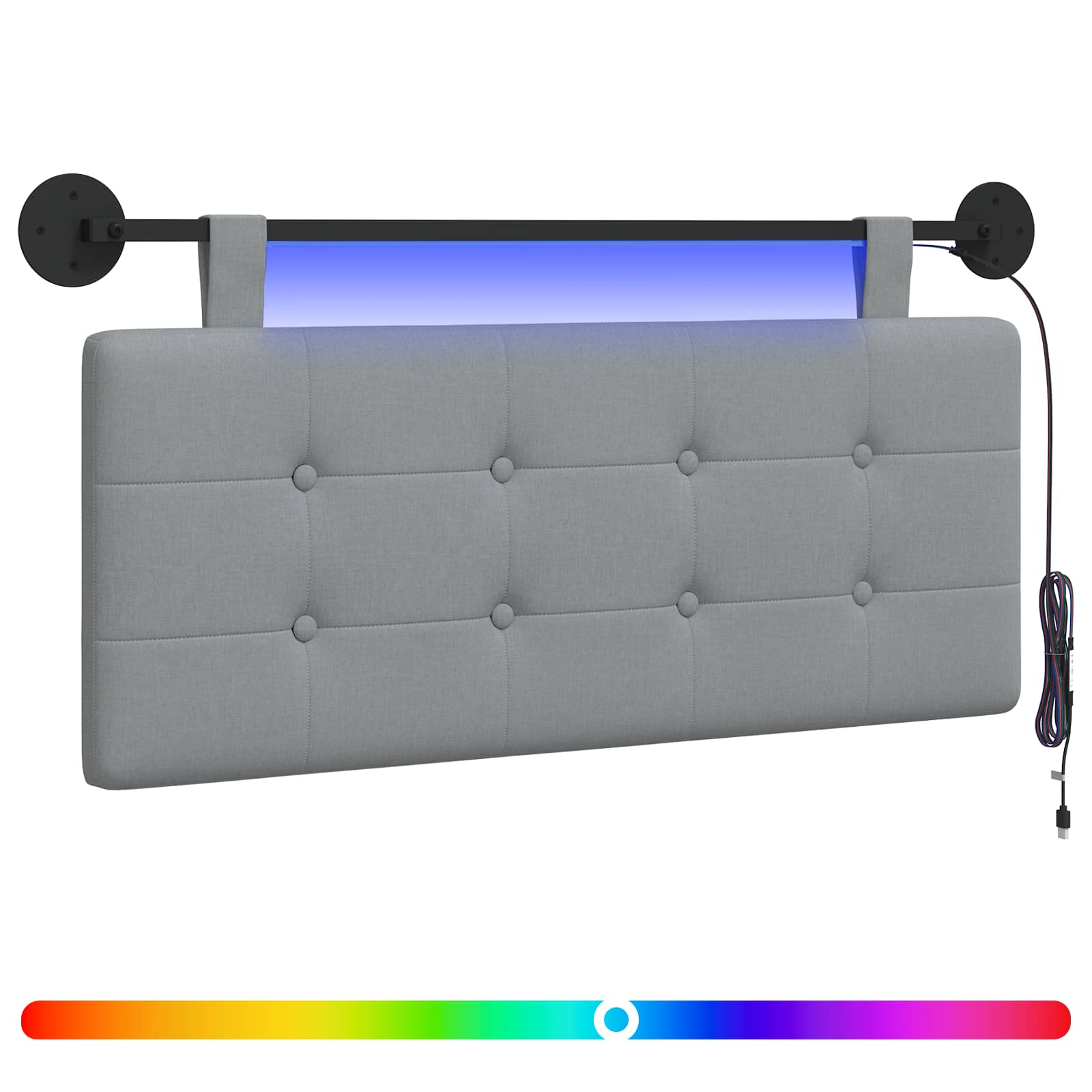 Hängendes Kopfteil Mit LED Licht Wolkengrau Stoff
