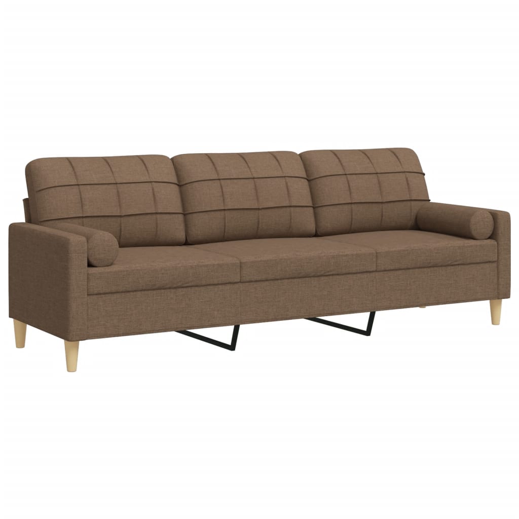 2-Sitzer-Sofa mit Zierkissen Braun 120 cm Stoff