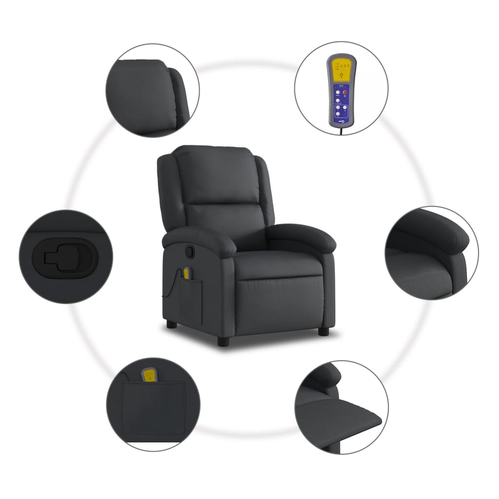 Relaxsessel Echtleder Schwarz