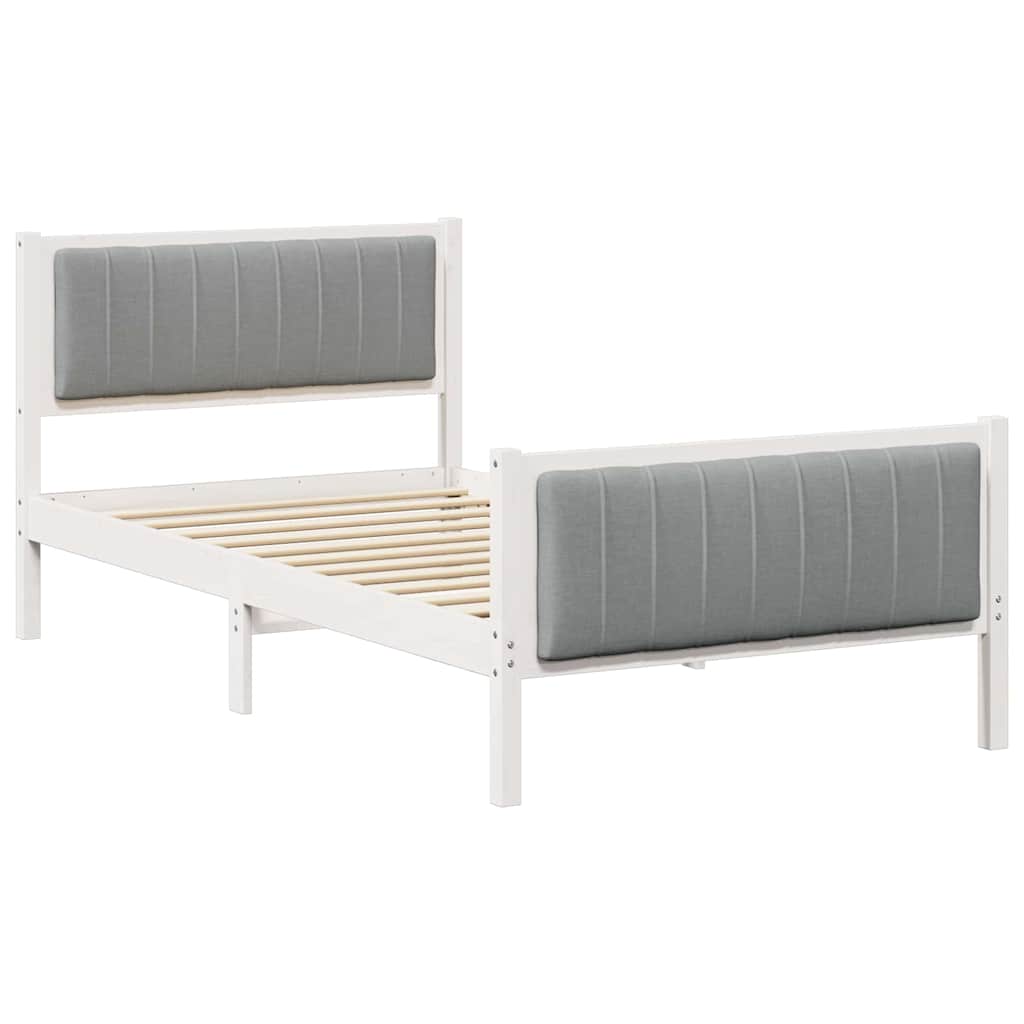 Bettgestell Braun und hellgrau 200 x 200 cm Massivholz Kiefer
