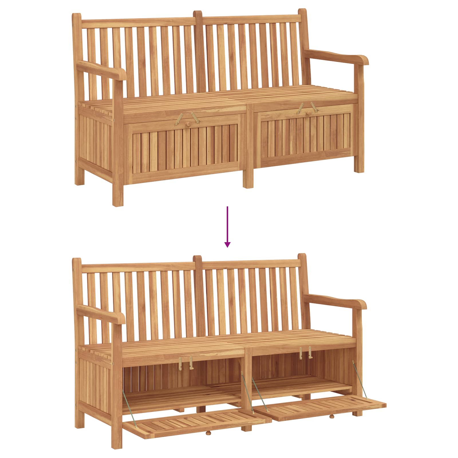 Gartenbank mit Speicher 114 x 60 x 90 cm Massivholz Teak