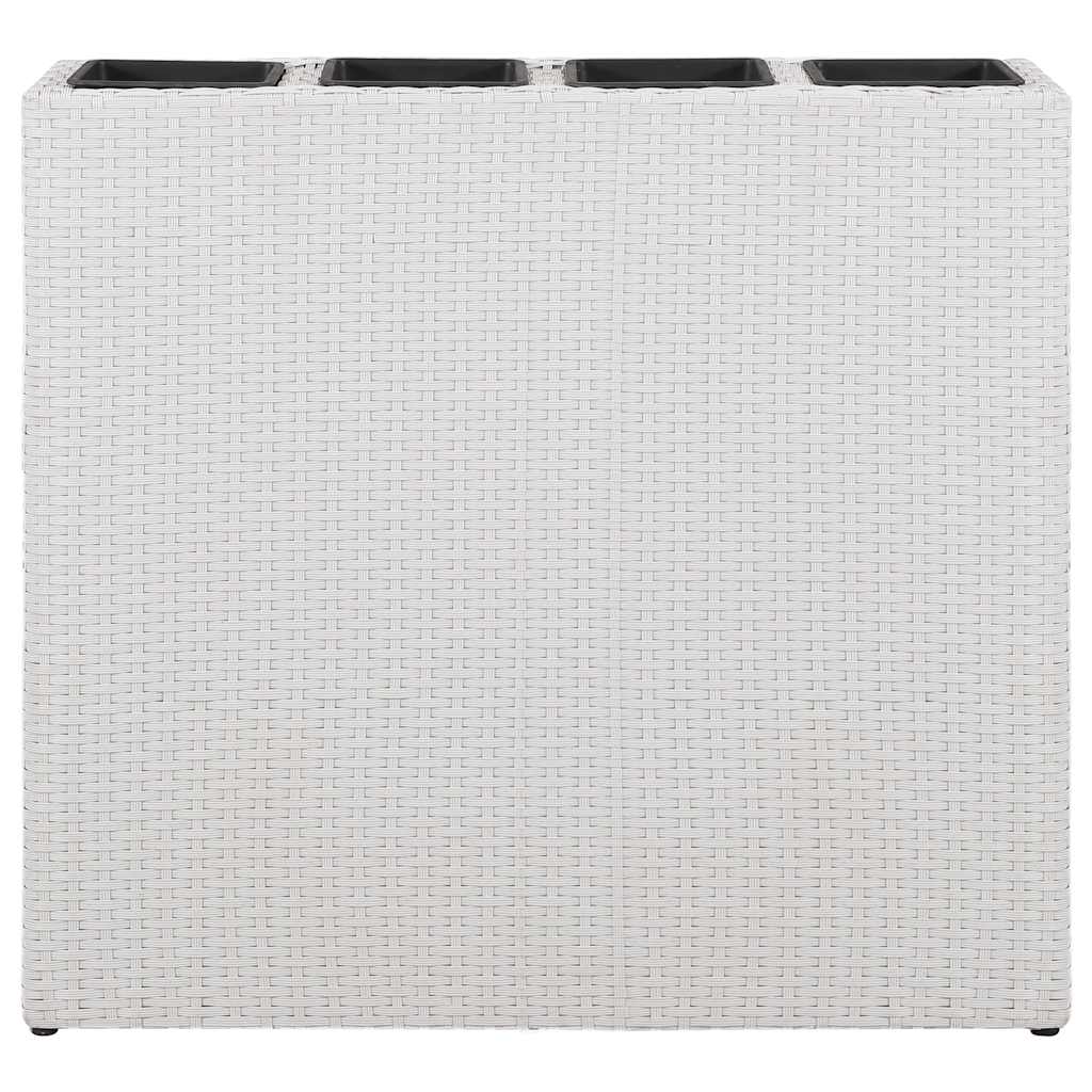 Garten-Hochbeet mit 4 Töpfen 2 Stk. Poly Rattan Grau