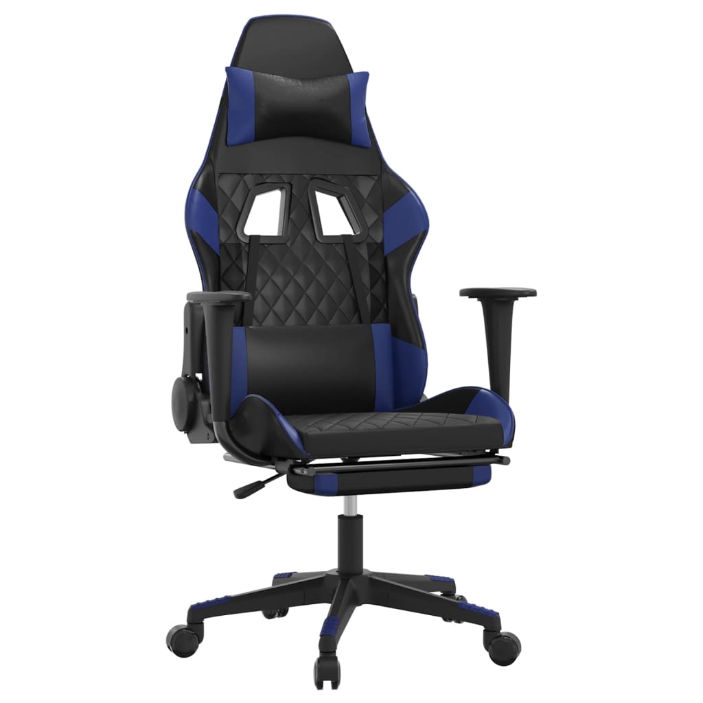 Gaming-Stuhl mit Massagefunktion Schwarz und Blau Kunstleder