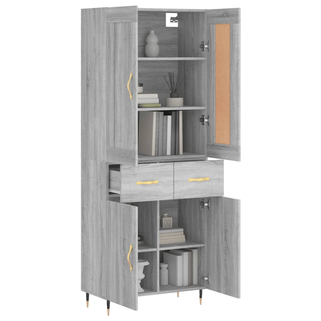 Highboard Betongrau 69,5x34x180 cm Holzwerkstoff