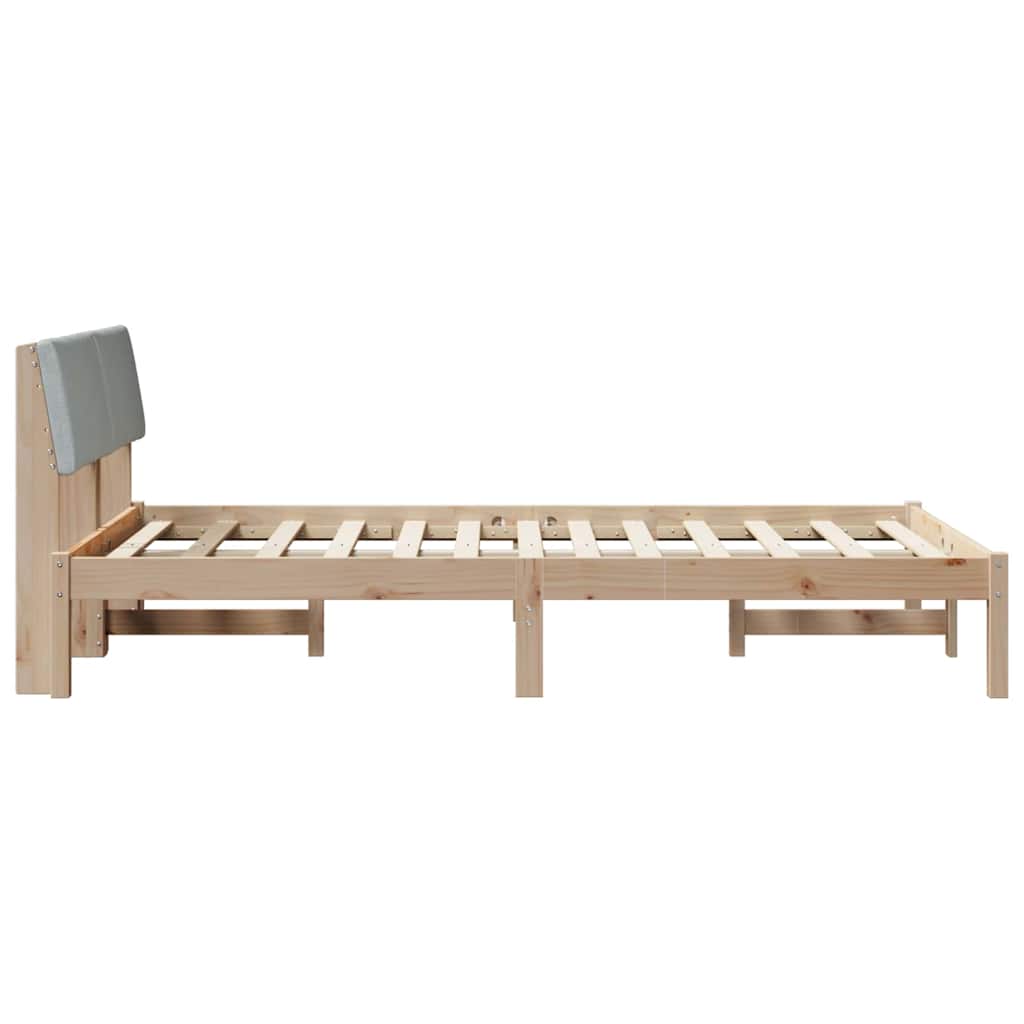 Bettgestell Braun und hellgrau 200 x 200 cm Massivholz Kiefer